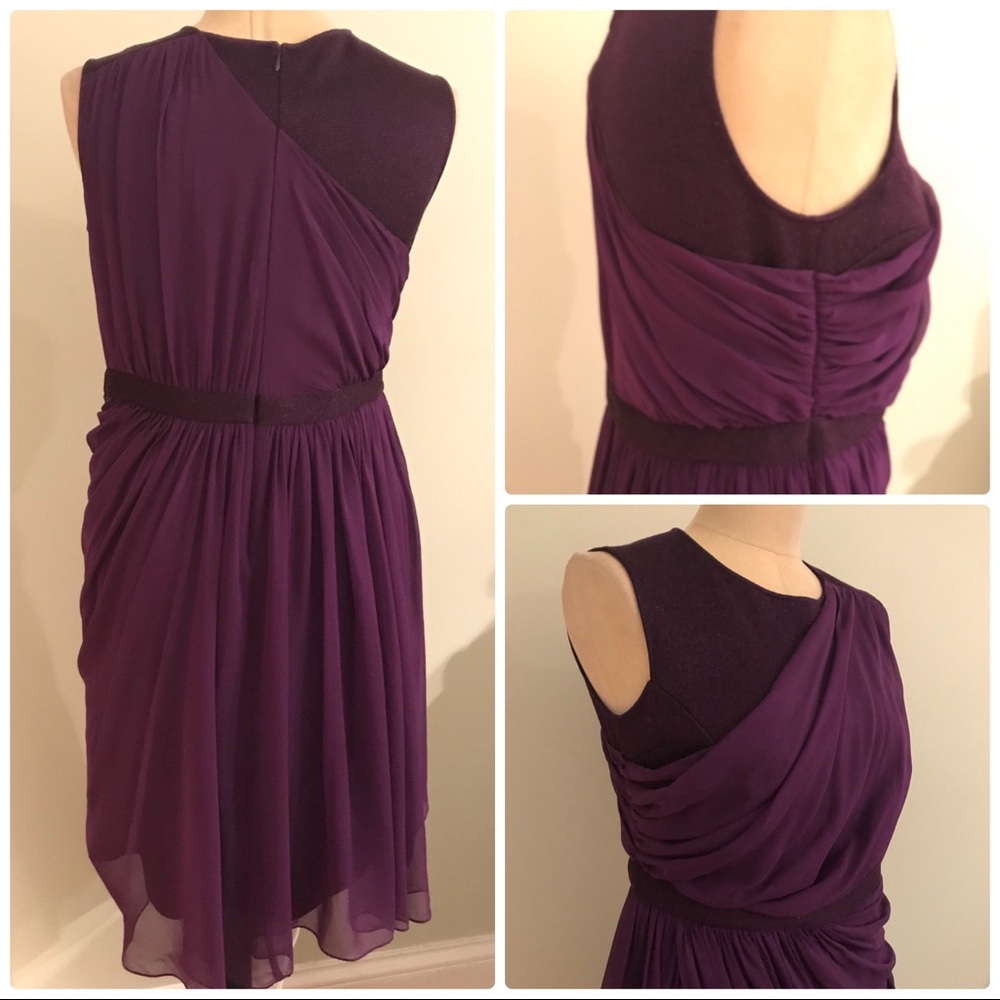 St. John Milano Knit Silk Chiffon Draped Dress 10 - Picture 5 of 8